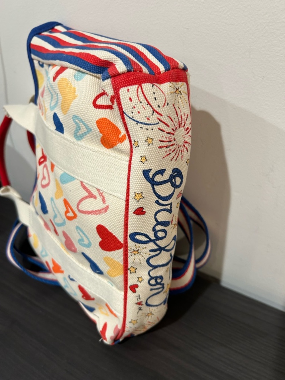 Brighton Red, White and You, Canvas Heart Print Tote, 14x8x3, EUC - Picture 5 of 11